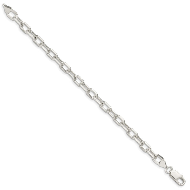 925 White Gold 6.65 mm Polished Chain Bracelet, Solid