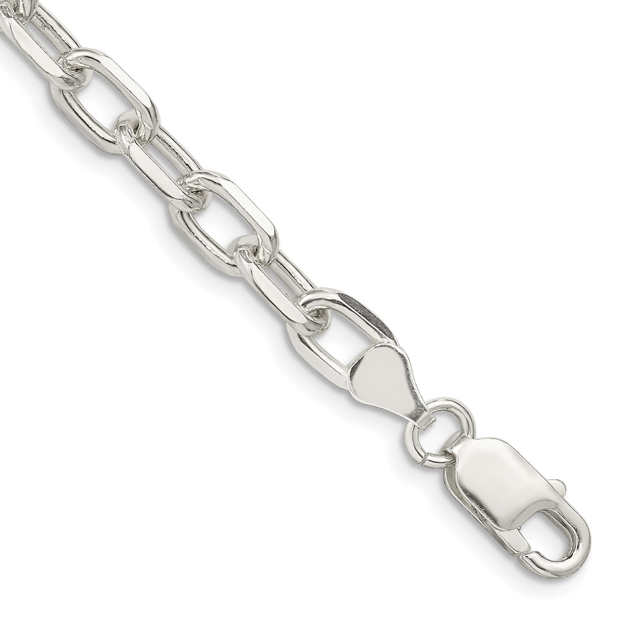 925 White Gold 6.65 mm Polished Chain Bracelet, Solid shown for scale