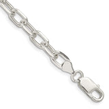 925 White Gold 6.65 mm Polished Chain Bracelet, Solid shown for scale