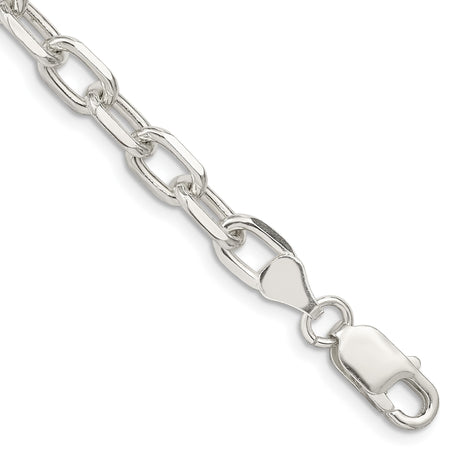 925 White Gold 6.65 mm Polished Chain Bracelet, Solid shown for scale