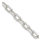 925 White Gold 6.65 mm Polished Chain Necklace, Solid detail view