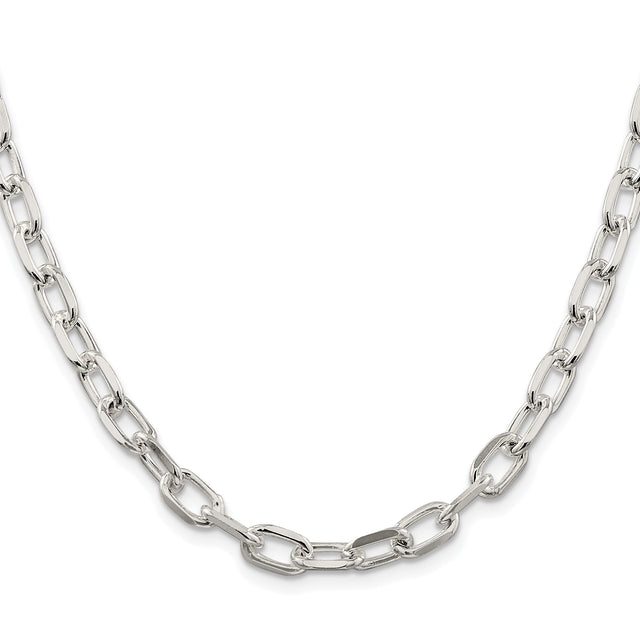 925 White Gold 6.65 mm Polished Chain Necklace