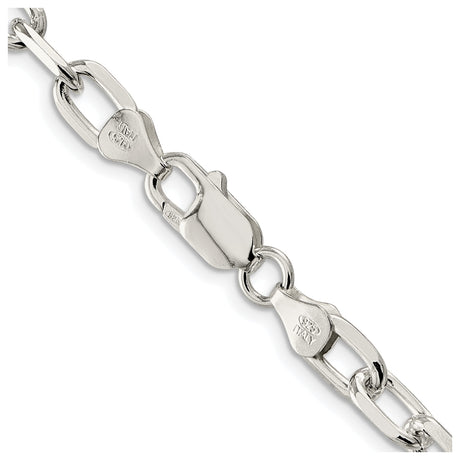 925 White Gold 6.65 mm Polished Chain Necklace alternate angle