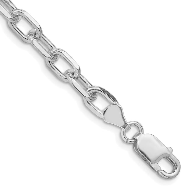 925 White Gold 6.65 mm Polished Chain Bracelet shown for scale