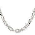 925 White Gold 7.5 mm Polished Chain Necklace, Solid