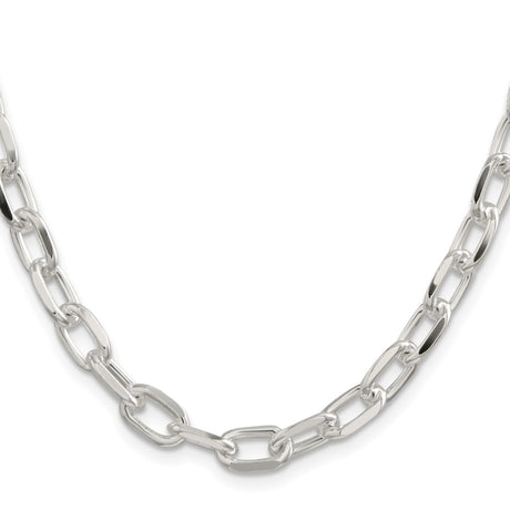 925 White Gold 7.5 mm Polished Chain Necklace, Solid