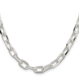925 White Gold 7.5 mm Polished Chain Necklace, Solid