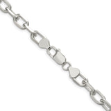 925 White Gold 7.5 mm Polished Chain Necklace, Solid alternate angle