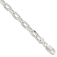 925 White Gold 7.5 mm Polished Chain Anklet, Solid shown for scale
