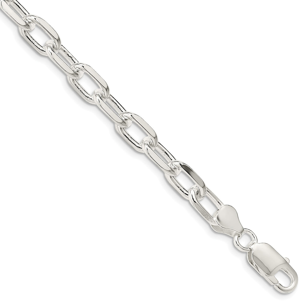 925 White Gold 7.5 mm Polished Chain Anklet, Solid shown for scale