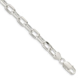 925 White Gold 7.5 mm Polished Chain Anklet, Solid shown for scale