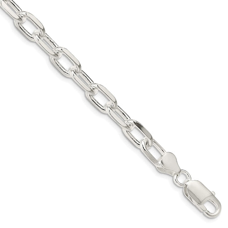 925 White Gold 7.5 mm Polished Chain Anklet, Solid shown for scale