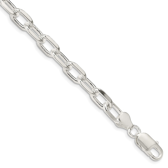925 White Gold 7.5 mm Polished Chain Anklet, Solid shown for scale