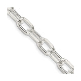 925 White Gold 7.5 mm Polished Chain Necklace, Solid detail view