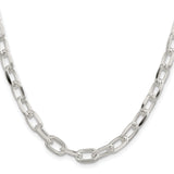 925 White Gold 7.5 mm Polished Chain Necklace