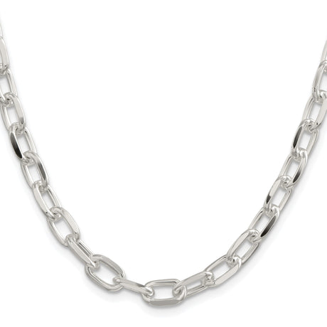 925 White Gold 7.5 mm Polished Chain Necklace