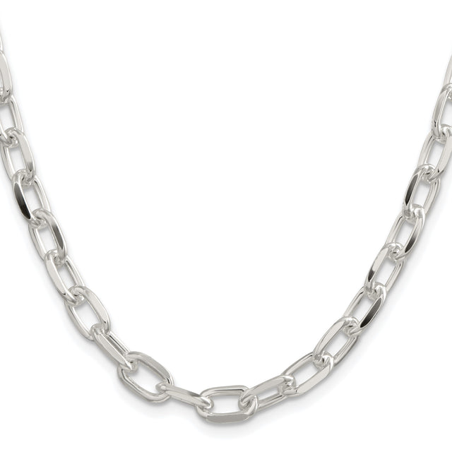 925 White Gold 7.5 mm Polished Chain Necklace