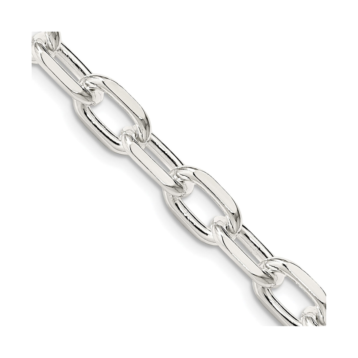 925 White Gold 7.5 mm Polished Chain Necklace, Solid detail view