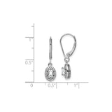 Sterling Silver Drop Earrings with White Topaz and Diamond, Oval Vintage Style for Women
