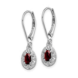 Sterling Silver Drop Earrings with Garnet and Diamond Accents, Vintage Filigree Design for Women