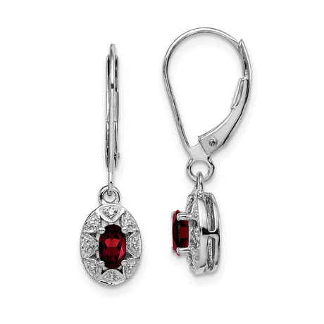Sterling Silver Drop Earrings with Garnet and Diamond Accents, Vintage Filigree Design for Women