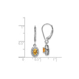 Sterling Silver Dangle Earrings with Citrine and Diamond, Starburst Vintage-Inspired Design