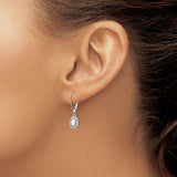 Sterling Silver Drop Earrings with Oval Created Opal and Diamond Accents in Halo Setting