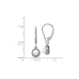 Sterling Silver Dangle Earrings with Cultured Freshwater Pearls and Diamond Halo Design