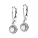 Sterling Silver Drop Earrings with Created Opal and Diamond Halo Design
