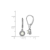 Sterling Silver Drop Earrings with Created Opal and Diamond Halo Design