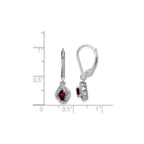 Sterling Silver Drop Earrings with Garnet and Diamond Accents, Swirl Design