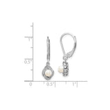 Sterling Silver Drop Earrings with White Pearl and Twisted Cubic Zirconia Loop