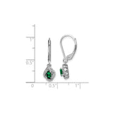 Sterling Silver Dangle Earrings with Created Emerald and Diamond Accents, Twisted Halo Design