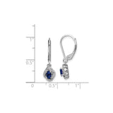 Sterling Silver Dangle Earrings with Created Blue Sapphire and Diamond Accents, Twisted Design