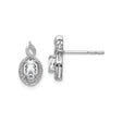Sterling Silver Oval Stud Earrings with White Topaz and Diamond in Infinity Loop Design