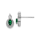 Sterling Silver Infinity Stud Earrings with Created Emerald and Diamond Accents