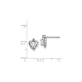 Sterling Silver Heart Shaped Stud Earrings with Oval White Topaz and Diamond Accent