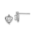 Sterling Silver Heart Shaped Stud Earrings with Oval White Topaz and Diamond Accent