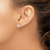 Sterling Silver Stud Earrings with White Pearl and Diamond, Open Heart Design for Women