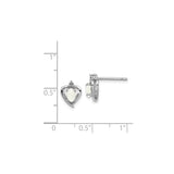 Sterling Silver Heart Stud Earrings with Oval Opal and Diamond Accents for Women