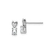 Sterling Silver Heart Shaped Stud Earrings with White Topaz Oval Gemstones