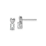 Sterling Silver Heart Shaped Stud Earrings with White Topaz Oval Gemstones