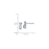Sterling Silver Heart Stud Earrings with Aquamarine, Romantic Open Heart Design for Women