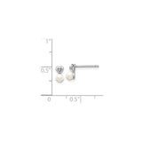 Sterling Silver Heart Earrings with White Pearl Drop and Diamond Accent