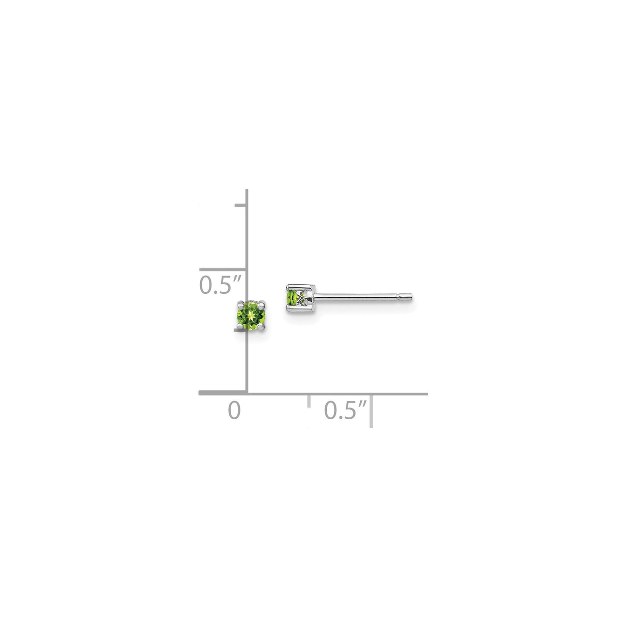 Sterling Silver Stud Earrings with Peridot in Classic Four-Prong Setting for Women