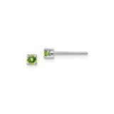 Sterling Silver Stud Earrings with Peridot in Classic Four-Prong Setting for Women