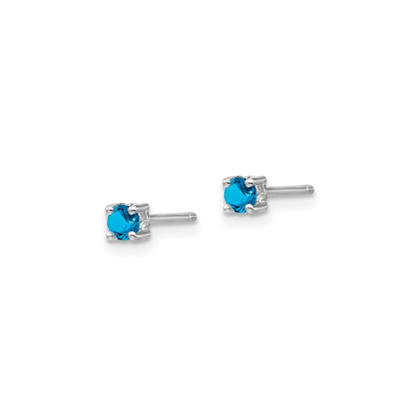 Sterling Silver Stud Earrings with Round Blue Topaz Gemstone, Classic Prong Set Minimalist Design, Dainty Silver Studs for Women, Elegant Blue Earrings for Daily Wear and Birthstone Jewelry
