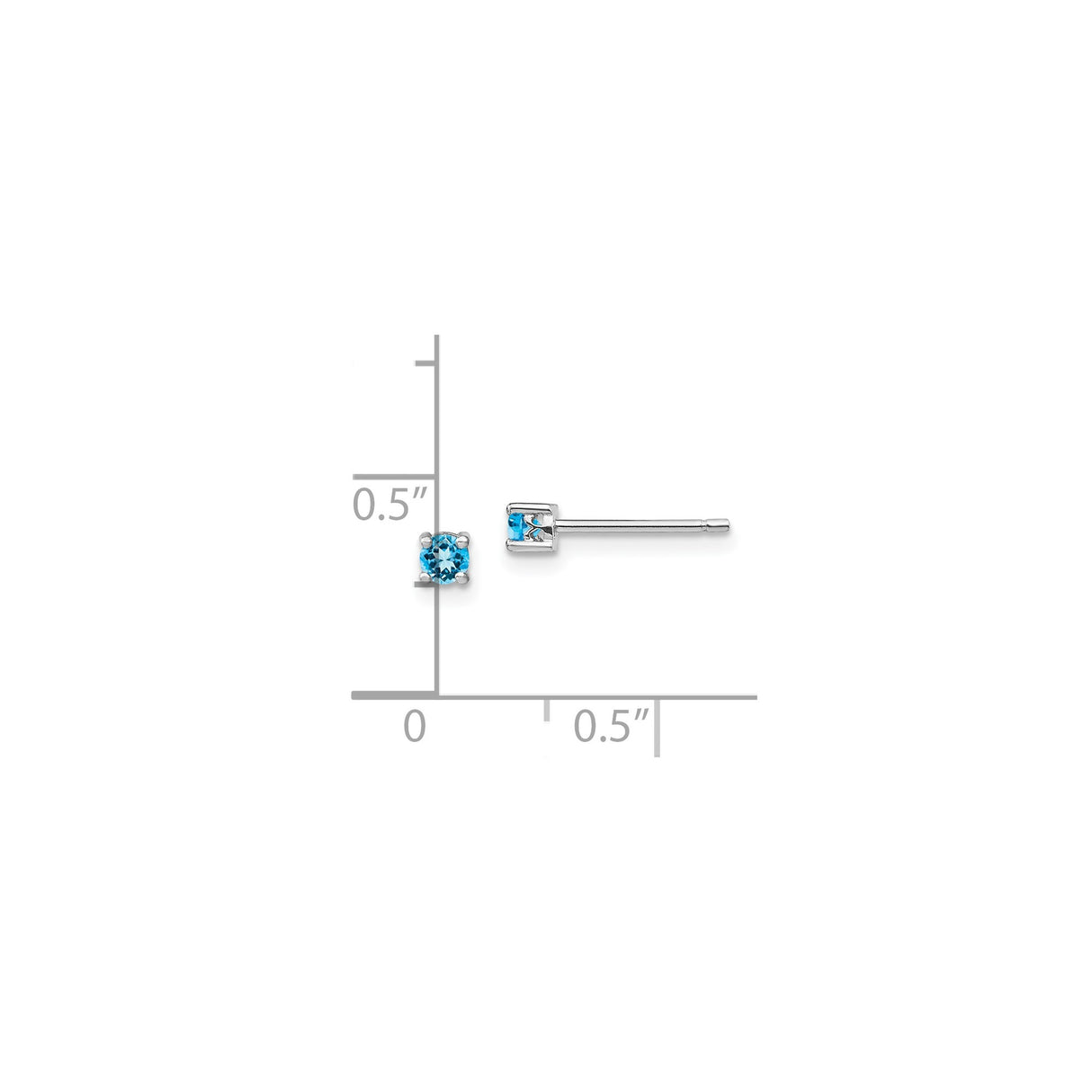 Sterling Silver Stud Earrings with Round Blue Topaz Gemstone, Classic Prong Set Minimalist Design, Dainty Silver Studs for Women, Elegant Blue Earrings for Daily Wear and Birthstone Jewelry
