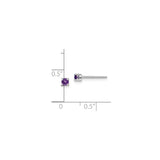 Sterling Silver Stud Earrings with Round Amethyst, Four Prong Setting, Minimalist Design for Women