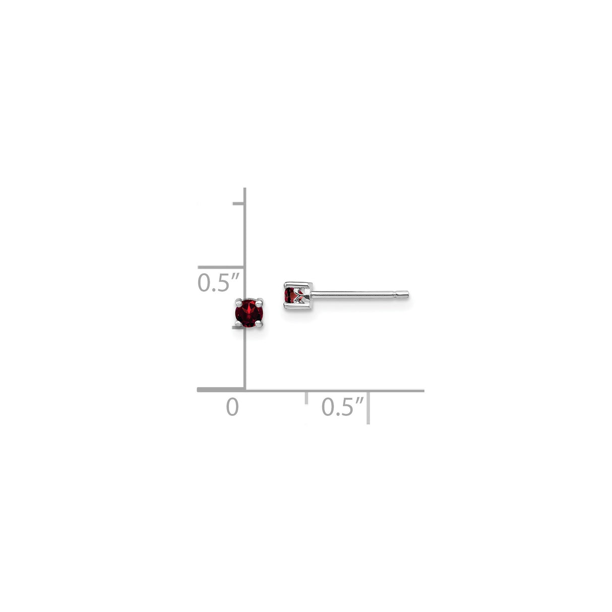 Sterling Silver Stud Earrings with Garnet, Round Cut January Birthstone for Women